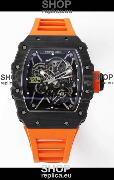 Richard Mille RM35-01 Rafael Nadal Carbon Fiber Casing with Genuine Tourbillon Super Clone Watch 