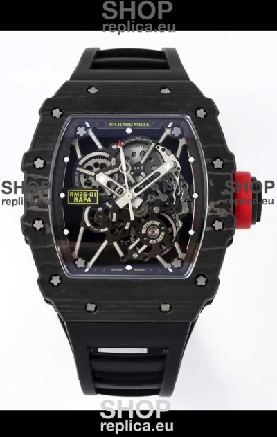 Richard Mille RM35-01 Rafael Nadal Carbon Fiber Casing with Genuine Tourbillon Super Clone Watch 