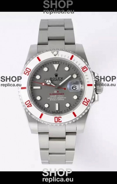 Rolex Submariner DiW Stainless Steel Casing White Ceramic Bezel Grey Dial Edition Watch 
