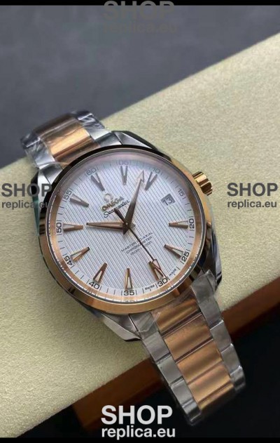 Omega Aqua Terra 150M White Dial 904L Two Tone Rose Gold Casing 1:1 Mirror Replica 41MM 