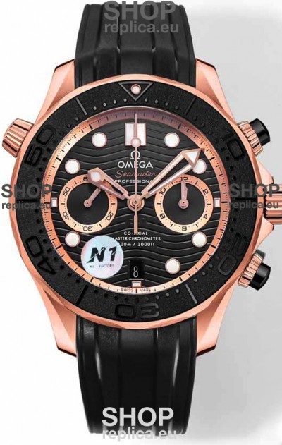 Omega Seamaster Co-Axial Master Chronograph Rose Gold Black Dial 44MM 1:1 Mirror Replica