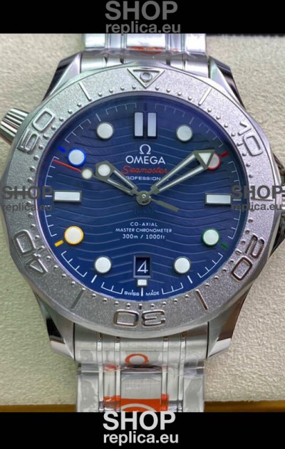 Omega Seamaster 300M Co-Axial Master Chronometer Blue Dial Titanium Bezel - 1:1 Mirror Replica