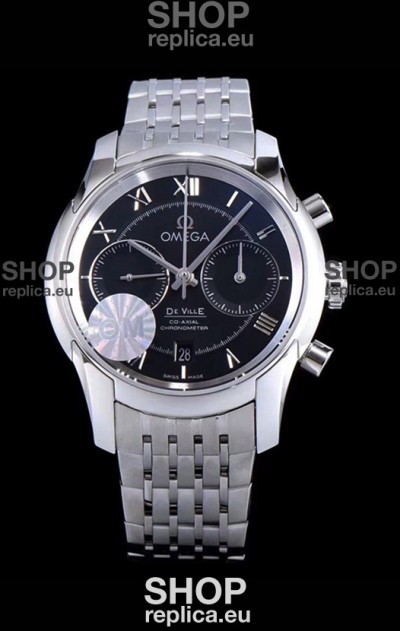 Omega De Ville Chronograph 1:1 Mirror Replica Watch in Black Dial 42MM