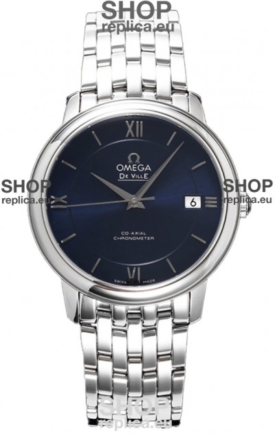 Omega De Ville Co-Axial Chronometer 36.8MM Swiss Replica Watch in Dark Blue Dial 