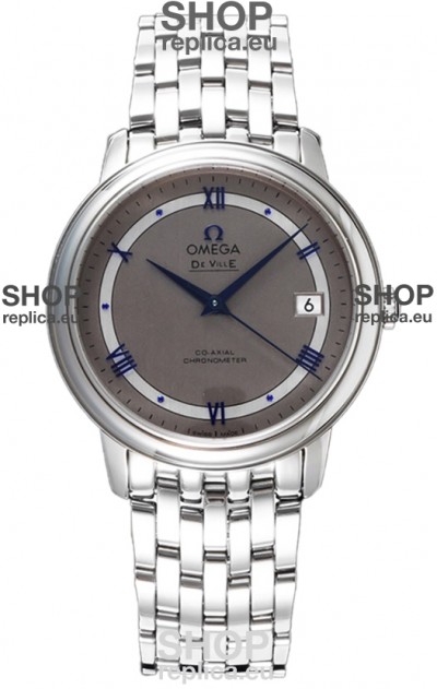 Omega De Ville Co-Axial Chronometer 36.8MM Swiss Replica Watch in Dark Grey Dial 