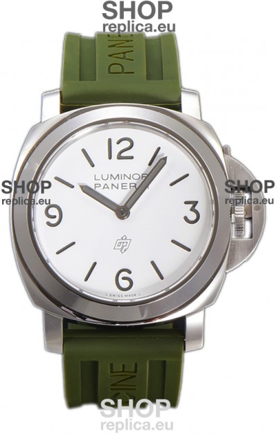 Panerai Luminor Base Logo PAM1087 White Dial 1:1 Mirror Quality - 904L Steel in Rubber Strap