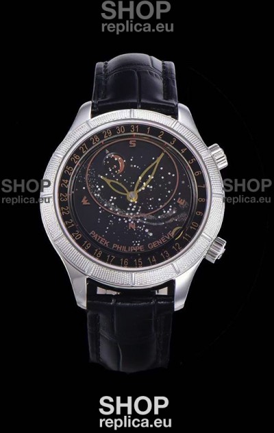 Patek Philippe 6102R Grand Compilations Handwind Swiss Replica Watch - Rugged Bezel Black Dial