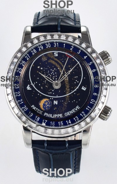 Patek Philippe 6104 Grand Complications Superclone Watch in Stainless Steel - Diamonds Bezel 