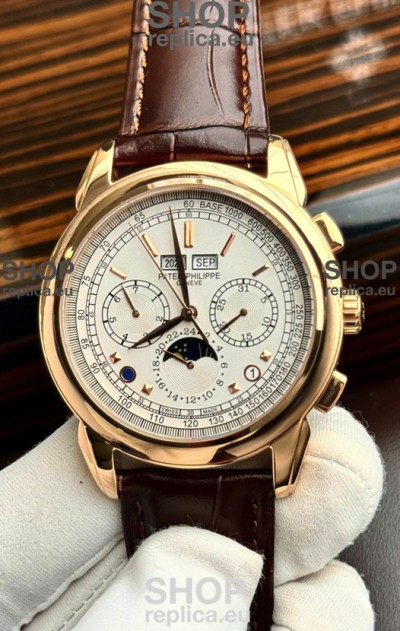 Patek Philippe Grand Complications 5270 Swiss Replica Watch in Rose Gold Casing White Dial