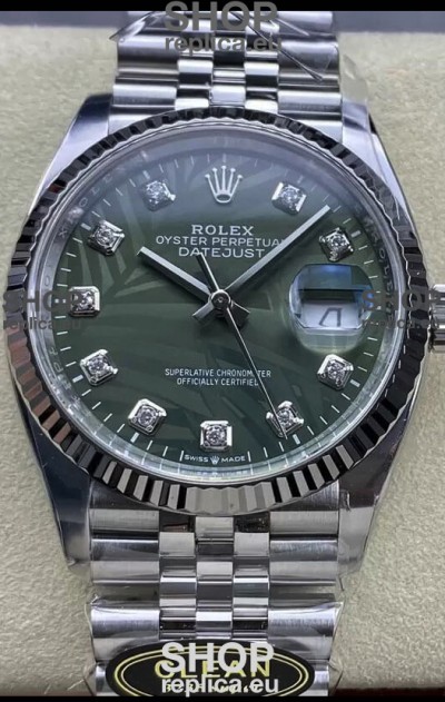 Rolex Datejust Cal.3235 Movement 1:1 Mirror Replica 904L Steel 36MM - Green Palm Motif Dial