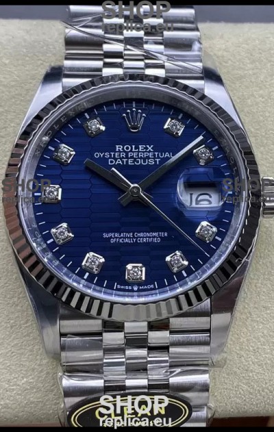 Rolex Datejust Cal.3235 Movement 1:1 Mirror Replica 904L Steel 36MM - Blue Fluted Motif Dial