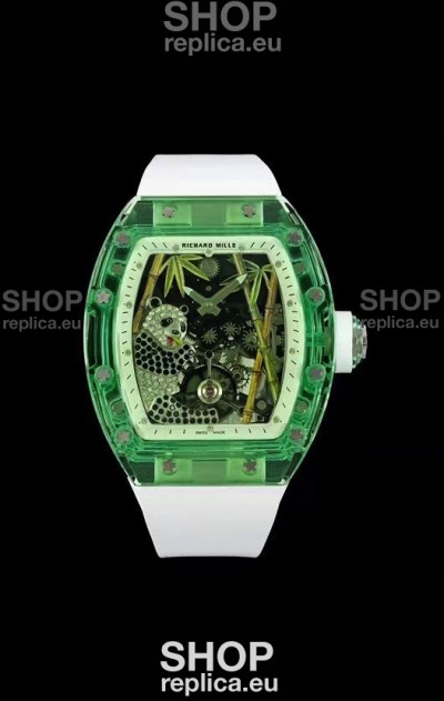 Richard Mille RM26-01 Tourbillon Panda Transparent Sapphires Casing Watch - Super Clone Replica