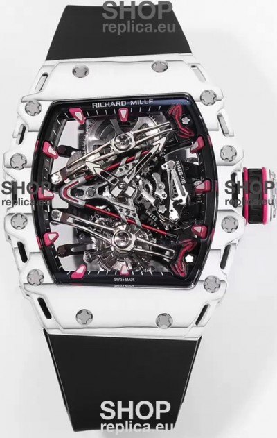 Richard Mille RM38-02 White Carbon Bubba Watson Black Rubber Tourbillon Movement 1:1 Mirror Replica