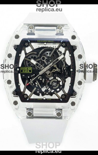 Richard Mille RM35-02 Rafael Nadal Transparent Sapphires Casing with Genuine Tourbillon Super Clone Watch