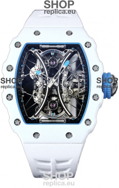 Richard Mille RM53-01 Pablo Mac Donough White TPT CASE White Rubber Strap Swiss Replica Watch