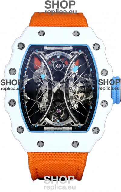 Richard Mille RM53-01 Pablo Mac Donough White TPT CASE White Orange Nylon Swiss Replica Watch