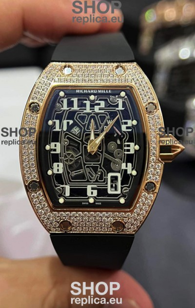Richard Mille RM67-01 Rose Gold Diamonds Titanium Casing 1:1 Swiss Replica Watch 