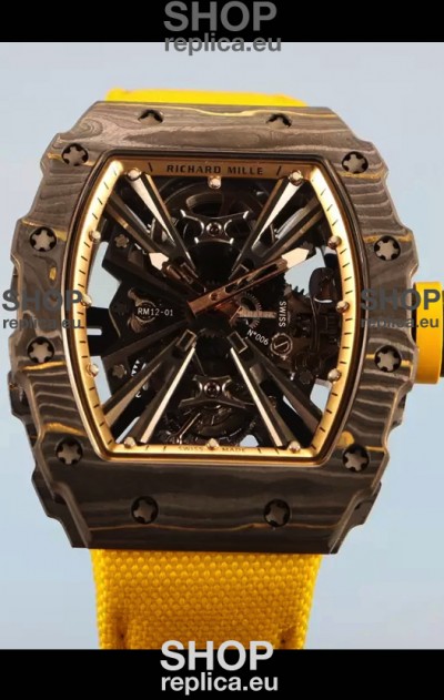 Richard Mille RM12-01 Carbon Fiber Case Genuine Tourbillon Movement 1:1 Mirror Replica Watch