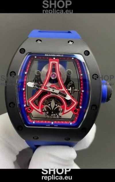 Richard Mille RM52-03 Paris Saint-Germain Tourbillon Black Ceramic Swiss Replica Watch 