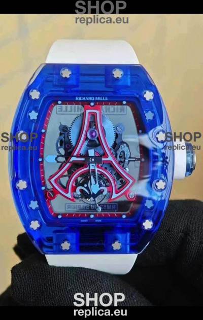 Richard Mille RM52-03 Paris Saint-Germain Tourbillon Blue Sapphires Swiss Replica Watch 
