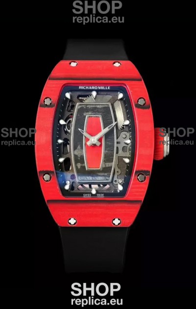 Richard Mille RM07 Red Carbon Casing 1:1 Superclone Swiss Replica Watch