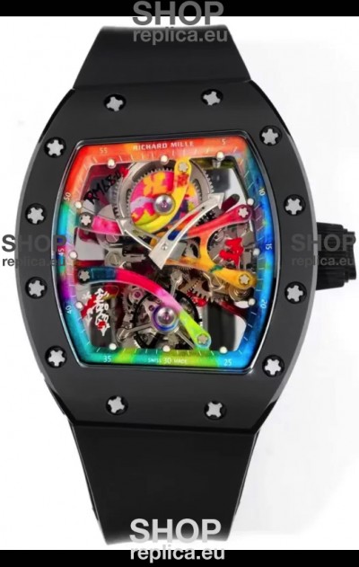 Richard Mille Super Clone RM68-01 Black Ceramic Casing and Strap Tourbillon Swiss Replica