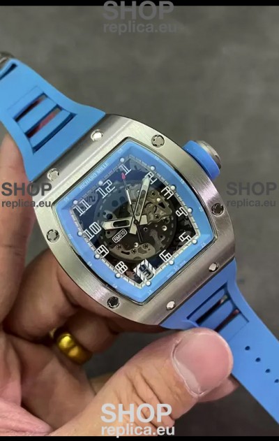 Richard Mille RM010 Stainless Steel Replica Watch in Blue Strap