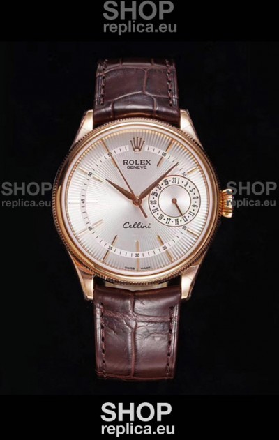 Rolex Cellini Date Ref#50515 Replica 1:1 Mirror Rose Gold 904L Steel Watch White Dial