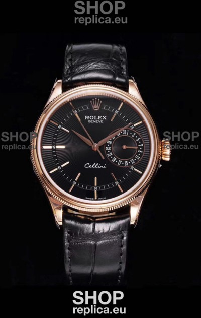 Rolex Cellini Date Ref#50515 Replica 1:1 Mirror Rose Gold 904L Steel Watch Brown Dial