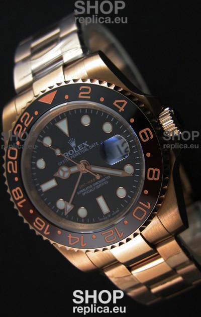 Rolex GMT Masters Japanese Replica Watch in Rose Gold Casing