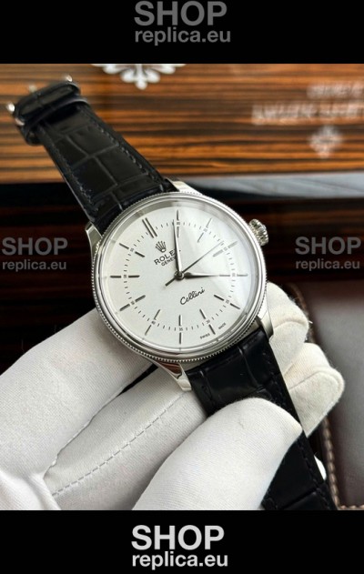 Rolex Cellini Date Ref#50505 Replica 1:1 Mirror 904L Steel White Dial Watch 