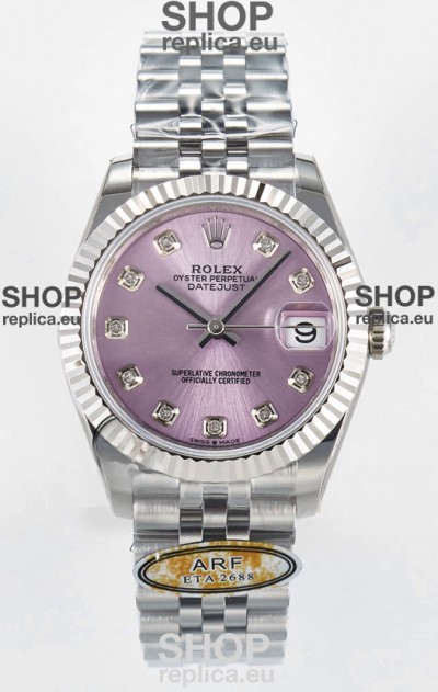 Rolex Super Clone Datejust ETA 2688 Movement 31MM Stainless Steel Case Pink Dial Watch