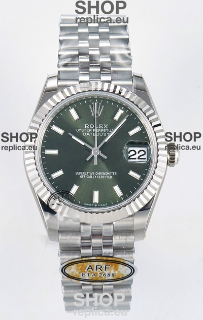Rolex Super Clone Datejust ETA 2688 Movement 31MM Stainless Steel Case Green Dial Watch