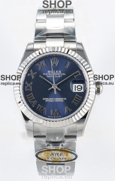 Rolex Super Clone Datejust ETA 2688 Movement 31MM Stainless Steel Blue Roman Dial Watch 