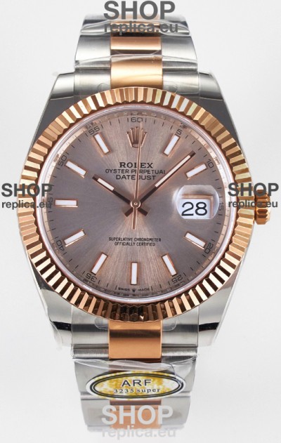 Rolex Super Clone Datejust ETA 3235 Movement 41MM Two Tone Rose Gold Plating and Dial Watch