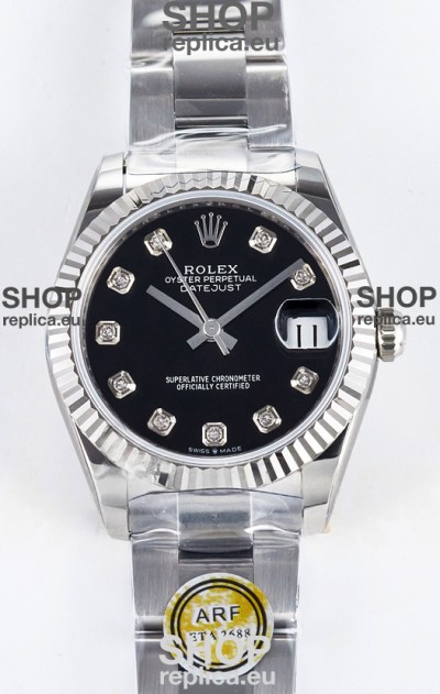 Rolex Super Clone Datejust ETA 2688 Movement 31MM Stainless Steel Black Dial Watch 