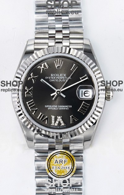 Rolex Super Clone Datejust ETA 2688 Movement 31MM Stainless Steel Grey Dial Watch 