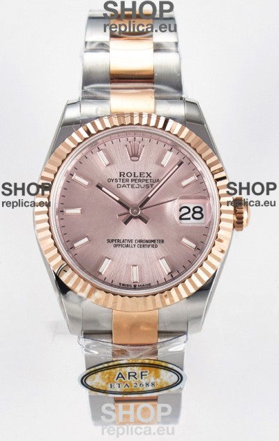 Rolex Super Clone Datejust ETA 2688 Movement 31MM Two Tone Rose Gold Swiss Champange Dial