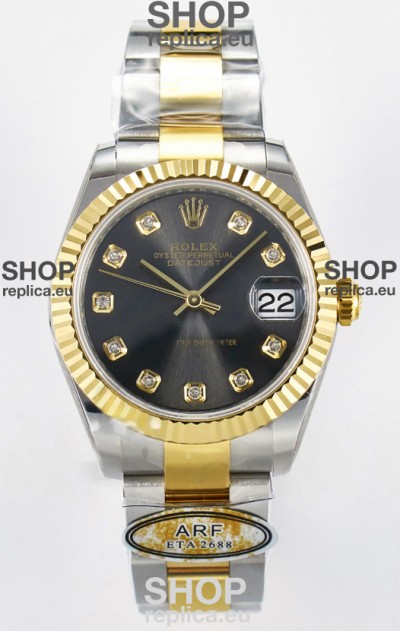 Rolex Super Clone Datejust ETA 2688 Movement 31MM Two Tone Yellow Gold Grey Dial