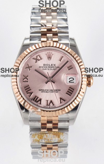 Rolex Super Clone Datejust ETA 2688 Movement 31MM Two Tone Rose Gold Swiss Champange Dial