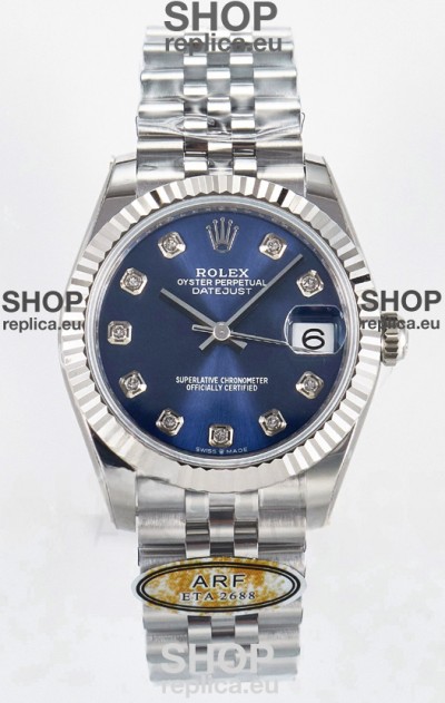 Rolex Super Clone Datejust ETA 2688 Movement 31MM Stainless Steel Blue Dial Watch 
