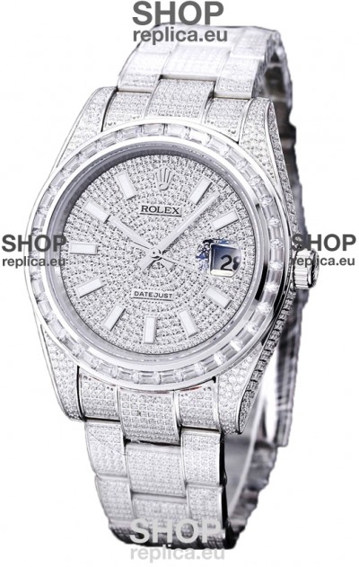 Rolex Datejust 41MM Swiss Replica - Iced Out Edition in Diamonds Dial 