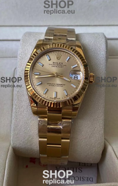 Rolex Datejust 278278 31MM Swiss Replica in 904L Steel Yellow Gold Casing in Stick Markers 1:1 Mirror Quality 