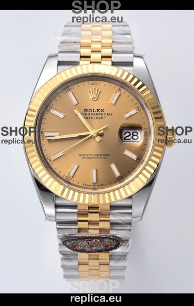 Rolex Datejust 126333 41MM Cal.3235 Swiss 1:1 Mirror Replica Watch in 904L Pale Gold Dial