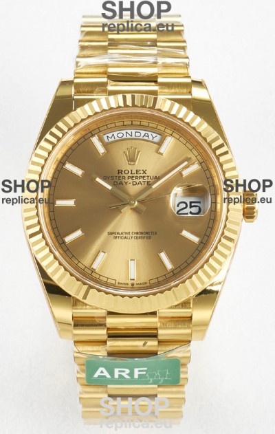Rolex Day Date Super Clone 18K Yellow Gold Watch 40MM - Gold Dial 1:1 Mirror Quality
