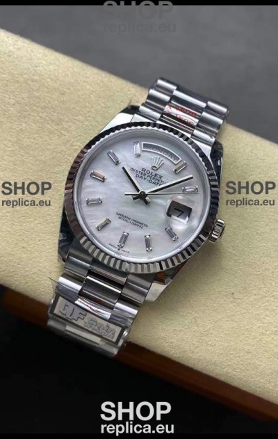 Rolex Day Date Super Clone 904L Stainless Steel Watch 40MM - Mother of Pearl Dial Mirror Quality 