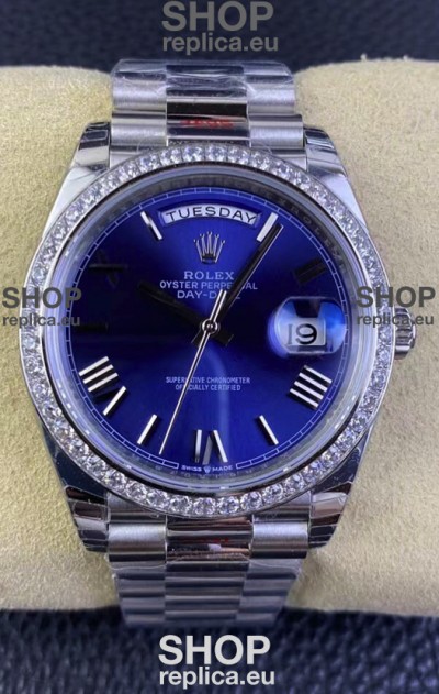 Rolex Day Date M228206-0015 904L Steel 40MM - Blue Dial 1:1 Mirror Replica
