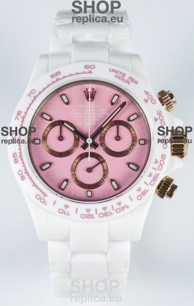 Rolex Daytona AET Remould Pink Dial Full Ceramic Strap Watch in Cal.4130 Movement