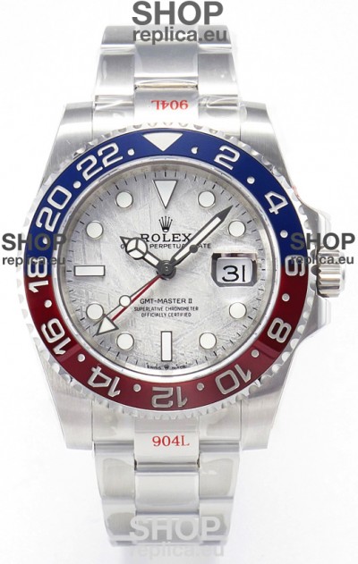 Rolex GMT Masters II Super Clone 126720 Cal.3285 White Meteorite Dial 904L Steel in Oyster Strap Swiss Replica