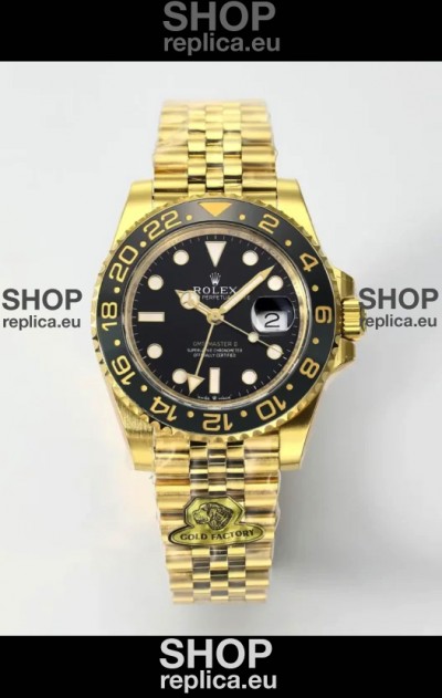 Rolex GMT Masters II Super Clone M12718 Yellow Black Dial Swiss Replica Watch 